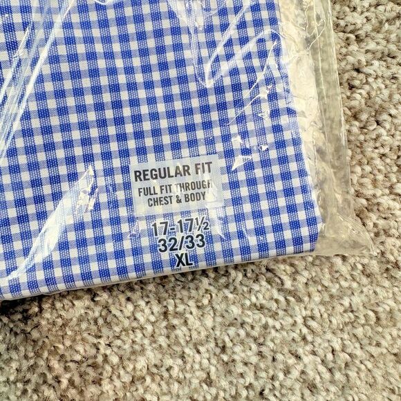 NWT‎ Kenneth Cole Unlisted Dress Shirt Men's XL Blue Checkered Gingham Plaid - Picture 3 of 7